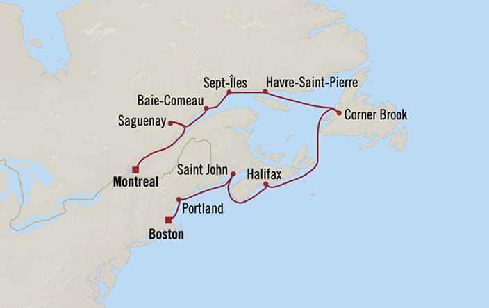 Itinerary Map for Oceania Cruises Voyage ID VIS270918