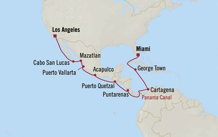 Itinerary Map for Oceania Cruises Voyage ID VIS271024