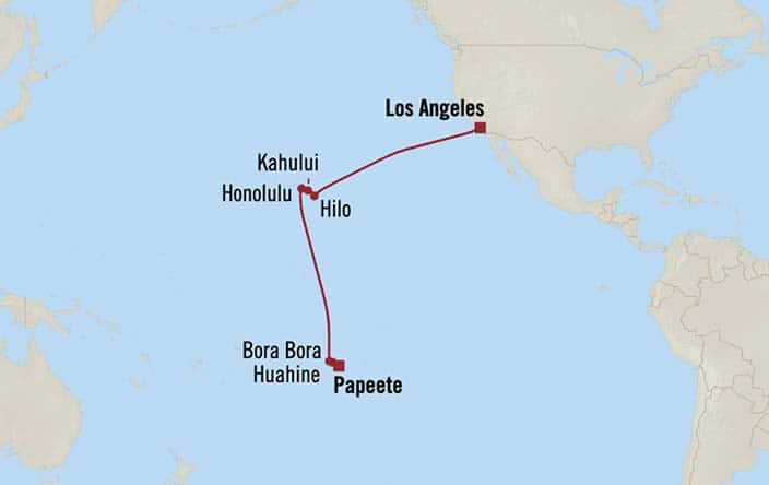 Itinerary Map for Oceania Cruises Voyage ID VIS271111