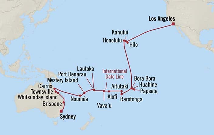 Itinerary Map for Oceania Cruises Voyage ID VIS271111B