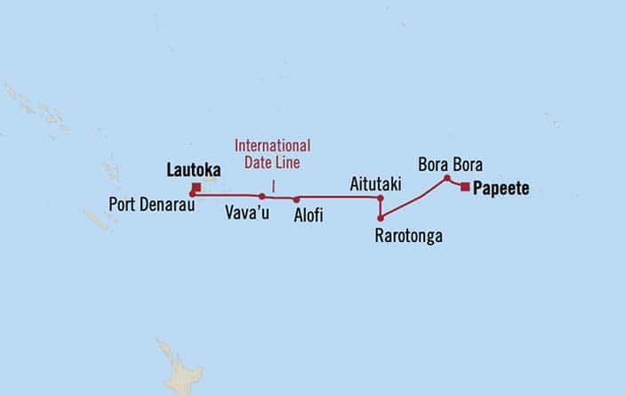 Itinerary Map for Oceania Cruises Voyage ID VIS271128