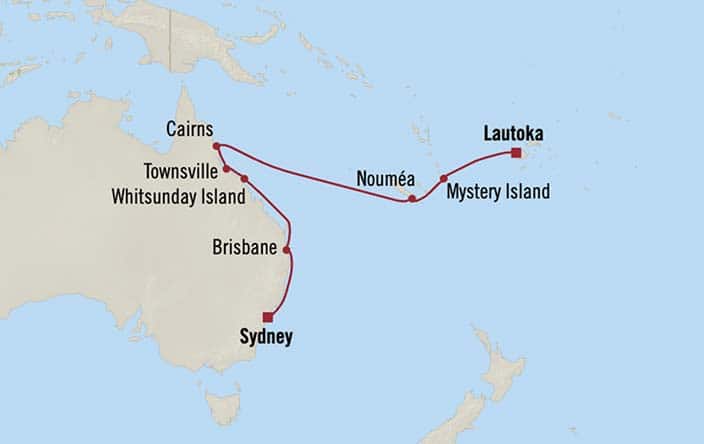 Itinerary Map for Oceania Cruises Voyage ID VIS271209