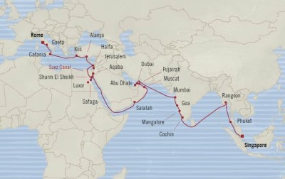 Deluxe Honeymoon Cruises Oceania Insignia April 14 May 23 2024 Singapore, Singapore to Civitavecchia, Italy