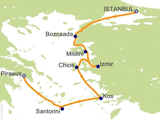 Oceania Allura July 21-28 2026 itinerary map