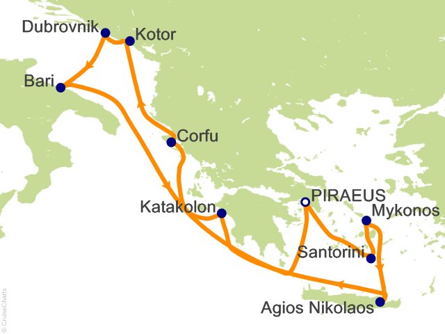 Oceania Allura July 28-August 7 2026 itinerary map