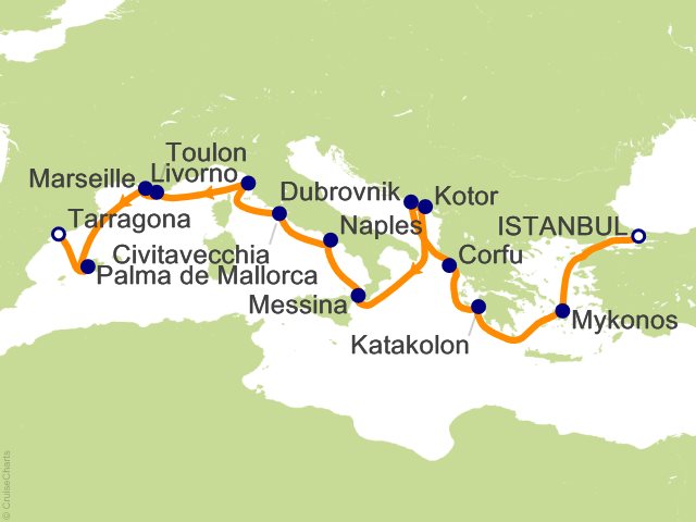 Oceania Allura October 17-31 2026 itinerary map