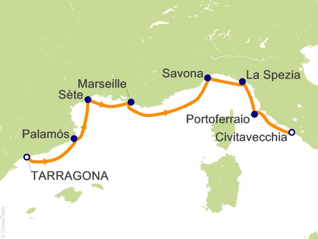 Oceania Allura October 31-November 7 2026 itinerary map