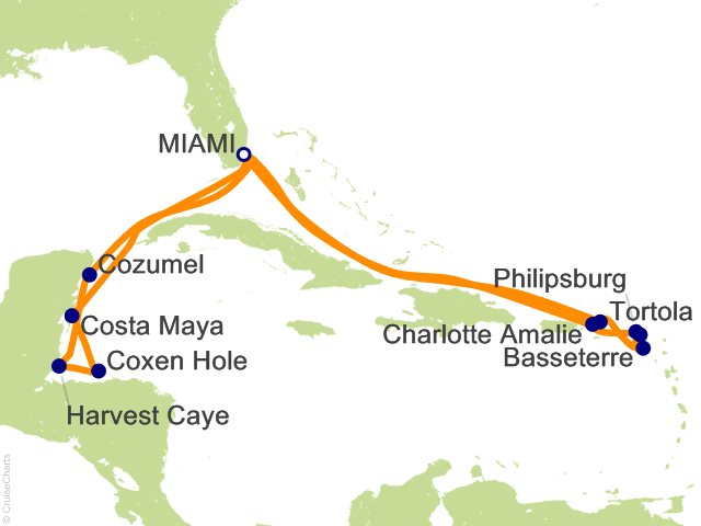 Oceania Allura December 21 2026-January 7 2027 itinerary map