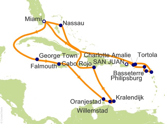 Oceania Allura February 19-March 11 2027 itinerary map
