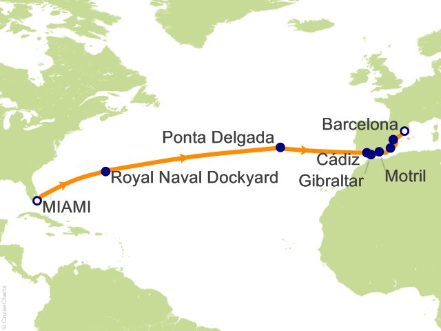 Oceania Allura March 31-April 16 2027 itinerary map