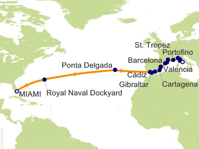 Oceania Allura March 31-April 23 2027 itinerary map