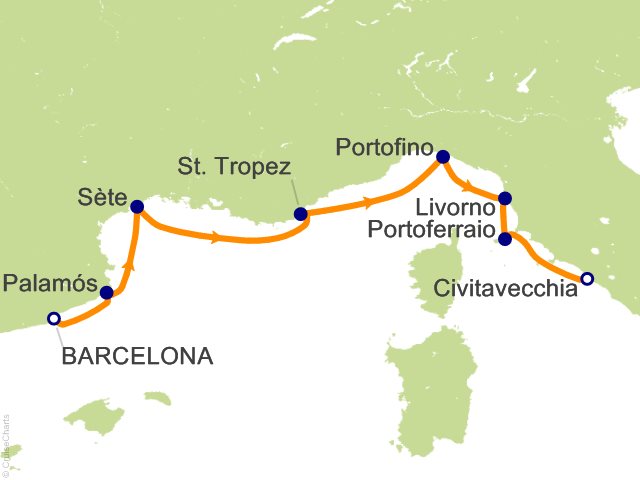 Oceania Allura April 16-23 2027 itinerary map
