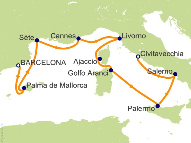 Oceania Allura June 2-11 2027 itinerary map