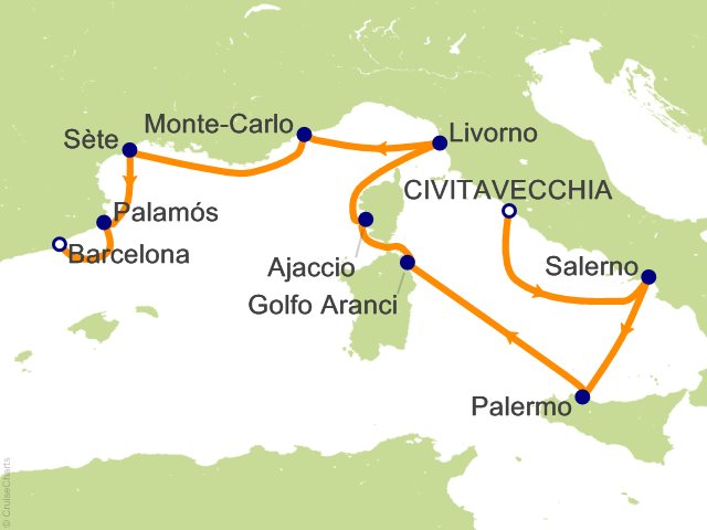 Oceania Allura September 3-12 2027 itinerary map