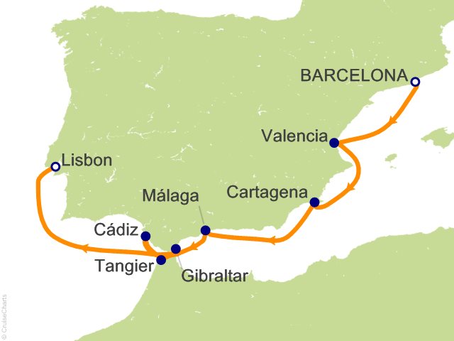 Oceania Allura September 12-19 2027 itinerary map