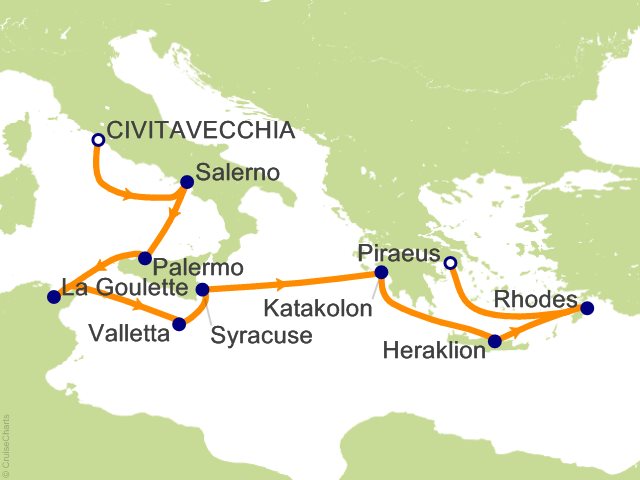 Oceania Allura October 6-15 2027 itinerary map