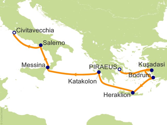 Oceania Allura October 15-22 2027 itinerary map