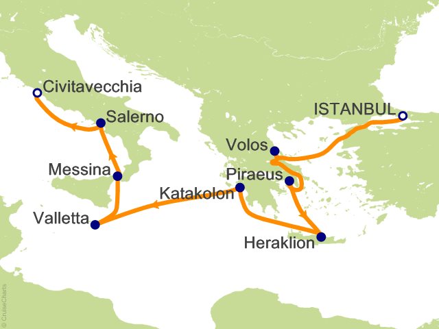 Oceania Allura February 19-28 2028 itinerary map