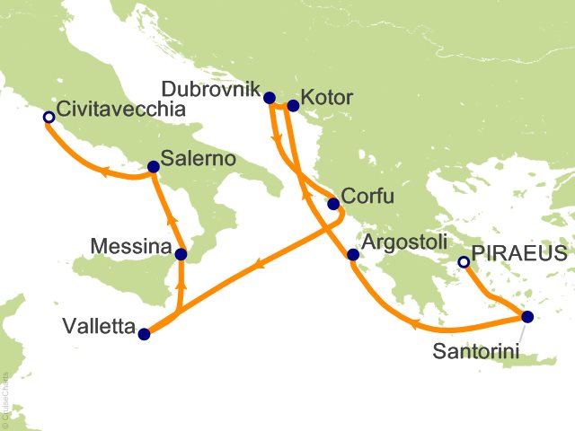 Oceania Allura March 18-27 2028 itinerary map