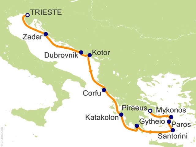 Oceania Allura May 11-21 2028 itinerary map