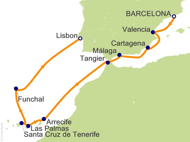 Oceania Allura June 4-15 2028 itinerary map
