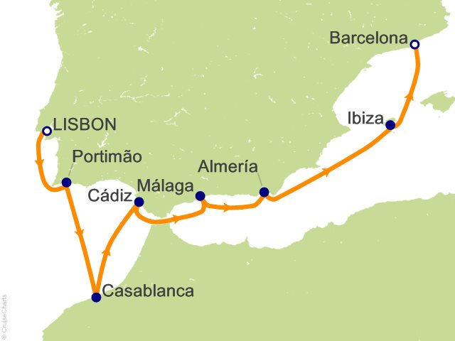 Oceania Allura June 15-22 2028 itinerary map