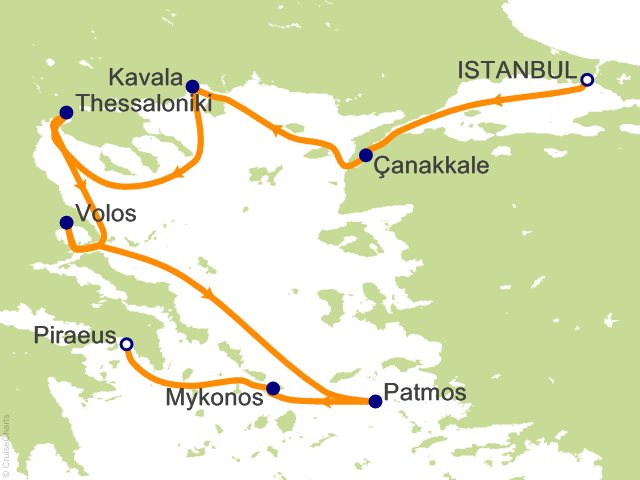 Oceania Allura July 6-13 2028 itinerary map