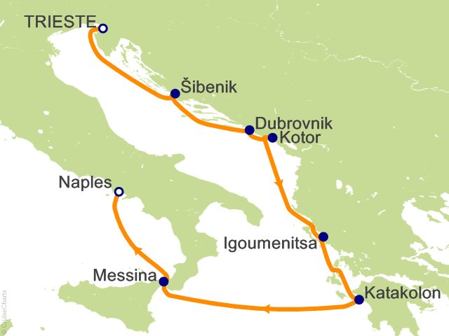 Oceania Allura July 20-27 2028 itinerary map