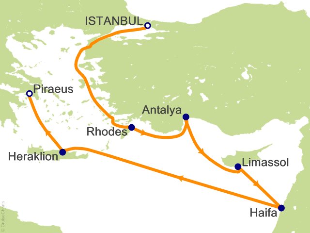Oceania Allura November 25-December 4 2028 itinerary map