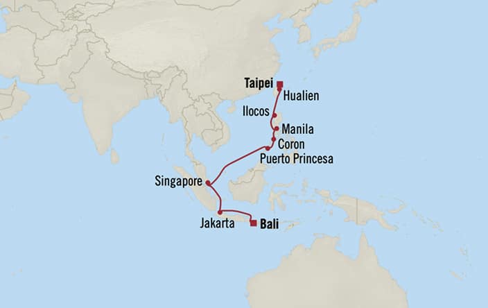 Aurelia March 27-April 10 2028 itinerary map