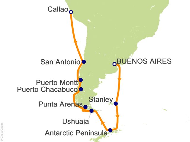 Aurelia December 2-22 2028 itinerary map