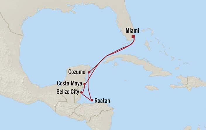 Itinerary Map for Oceania Cruises Insignia Voyage ID INS260108