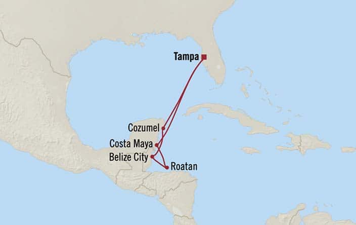 Itinerary Map for Oceania Cruises Insignia Voyage ID INS260318
