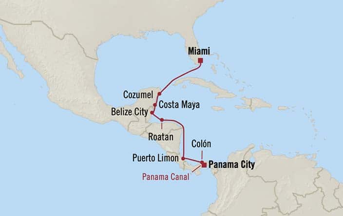 Itinerary Map for Oceania Cruises Insignia Voyage ID INS260414