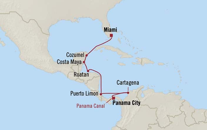 Itinerary Map for Oceania Cruises Insignia Voyage ID INS260424