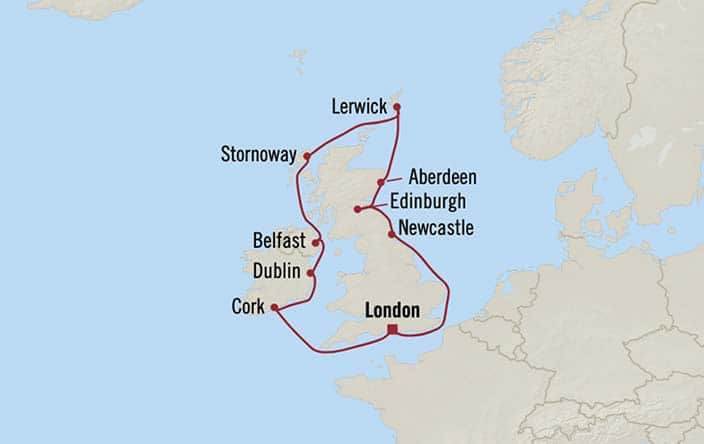 Itinerary Map for Oceania Cruises Insignia Voyage ID INS260526