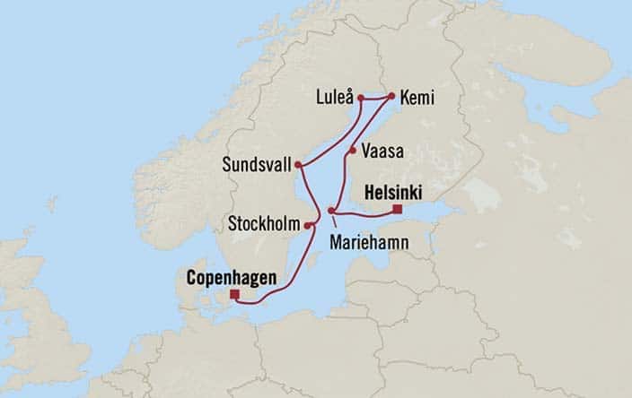 Itinerary Map for Oceania Cruises Insignia Voyage ID INS260620