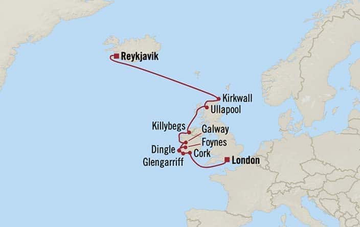 Itinerary Map for Oceania Cruises Insignia Voyage ID INS260803