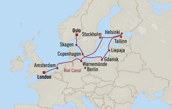 Itinerary Map for Oceania Cruises Insignia Voyage ID INS260829
