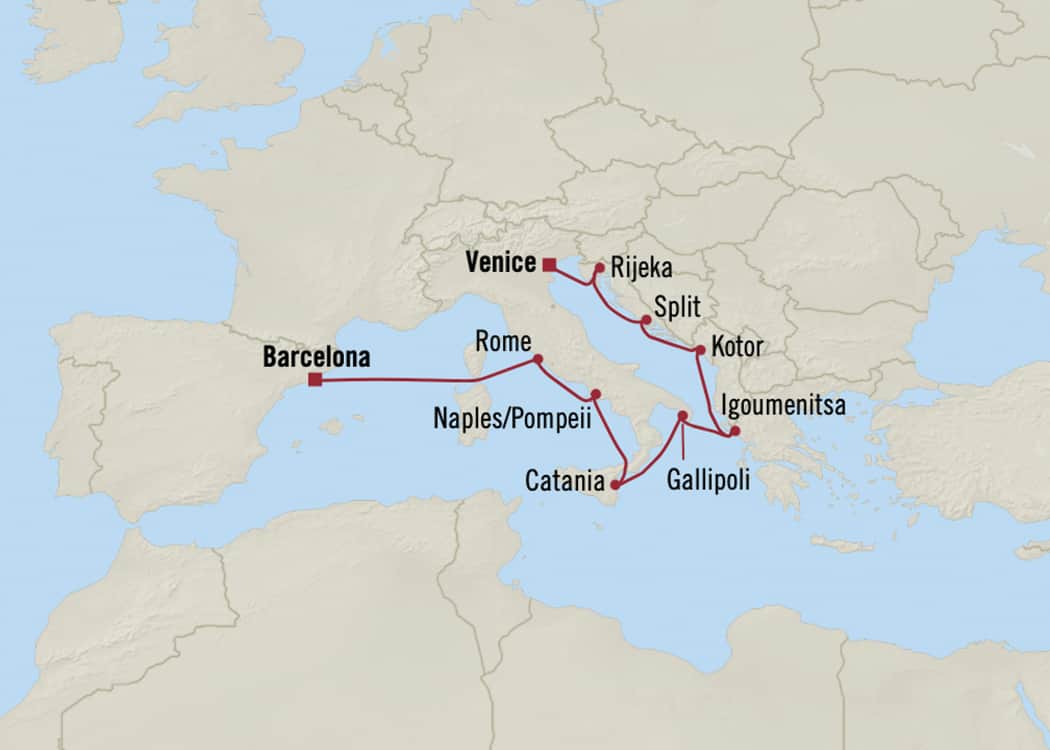 Oceania Insignia Voyage INS261023 itinerary map