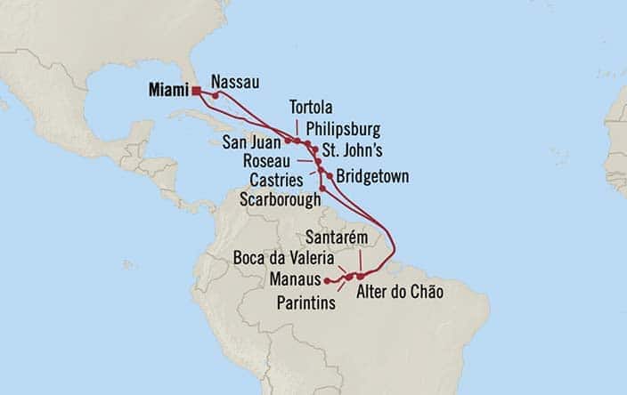 Itinerary Map for Oceania Cruises Insignia Voyage ID INS261124