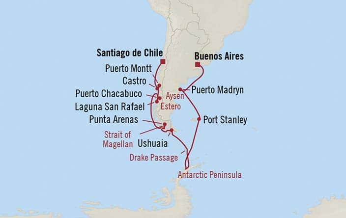 Itinerary Map for Oceania Cruises Insignia Voyage ID INS270124