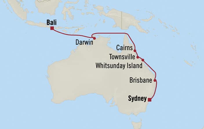 Itinerary map for Oceania Marina voyage MNA290325