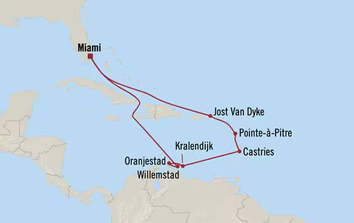 Itnerary Map for Oceania Cruises Nautica Voyage ID NAU260105