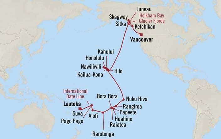 Itnerary Map for Oceania Cruises Riviera Voyage ID RVA260919B