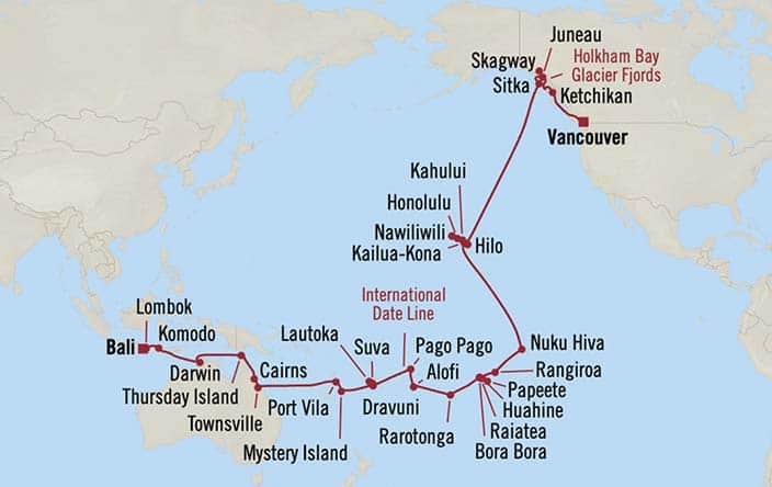 Itnerary Map for Oceania Cruises Riviera Voyage ID RVA260919C