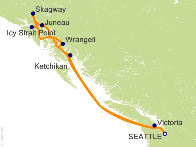 Itinerary map for Oceania Riviera voyage RVA280522