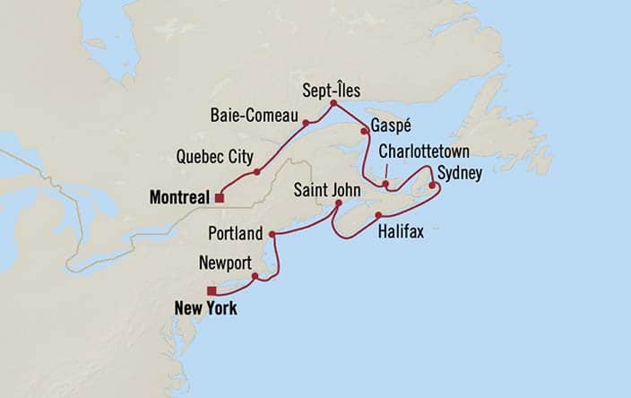 Itinerary Map for Oceania Cruises Sirena Voyage ID SIR270919