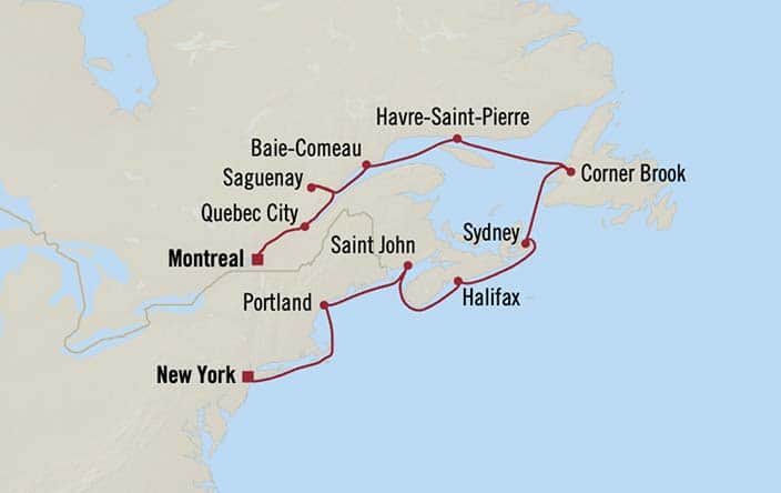 Itinerary Map for Oceania Cruises Sirena Voyage ID SIR271001