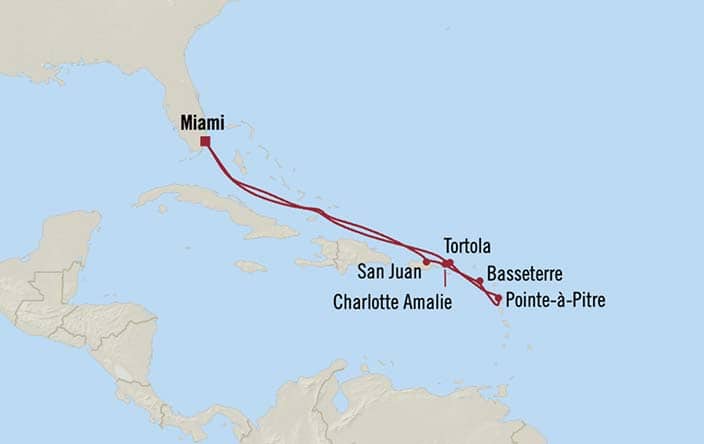 Oceania Sonata itinerary map for voyage SON280202